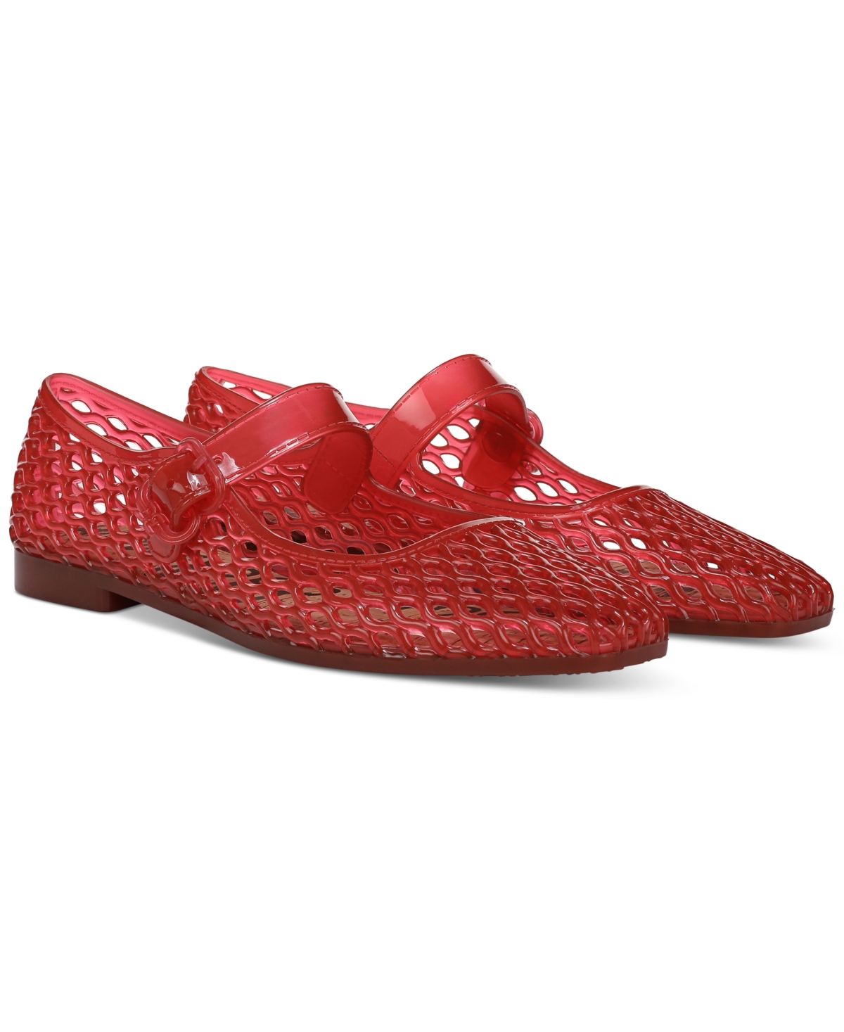 Shop Sam Edelman Women's Michaela Jelly Mary Jane Flats In Red