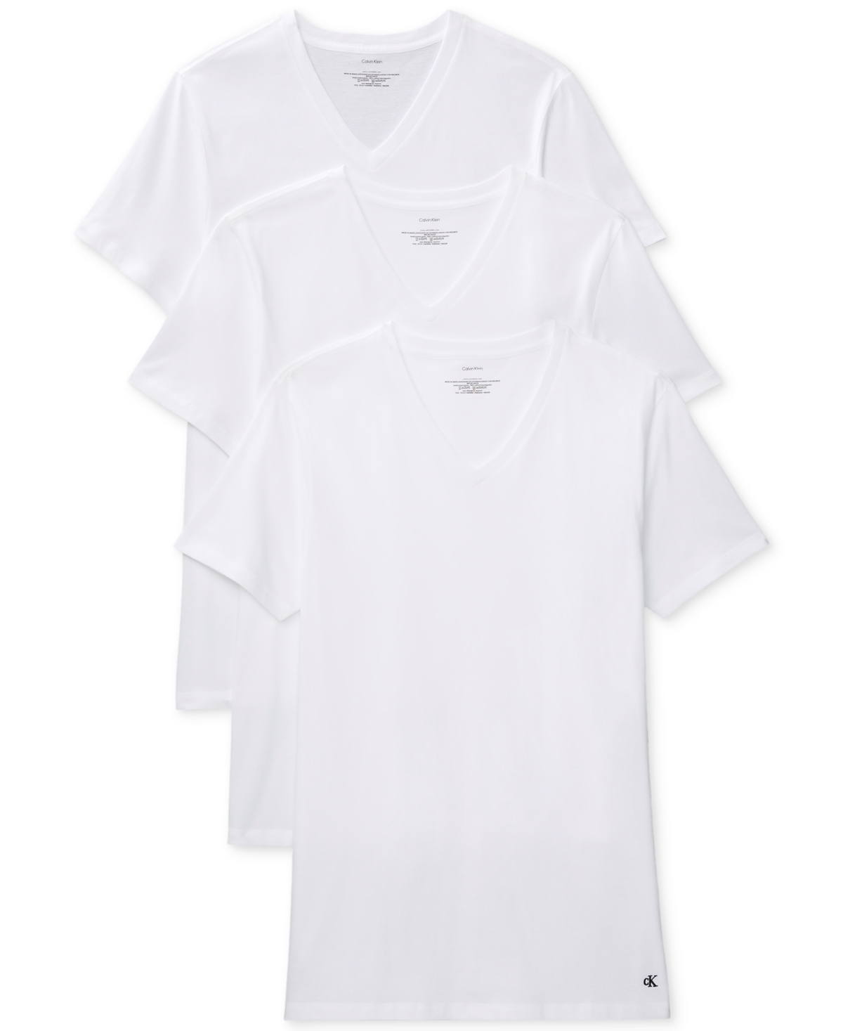 Calvin Klein 3-pack Classic Cotton V-neck T-shirts In White