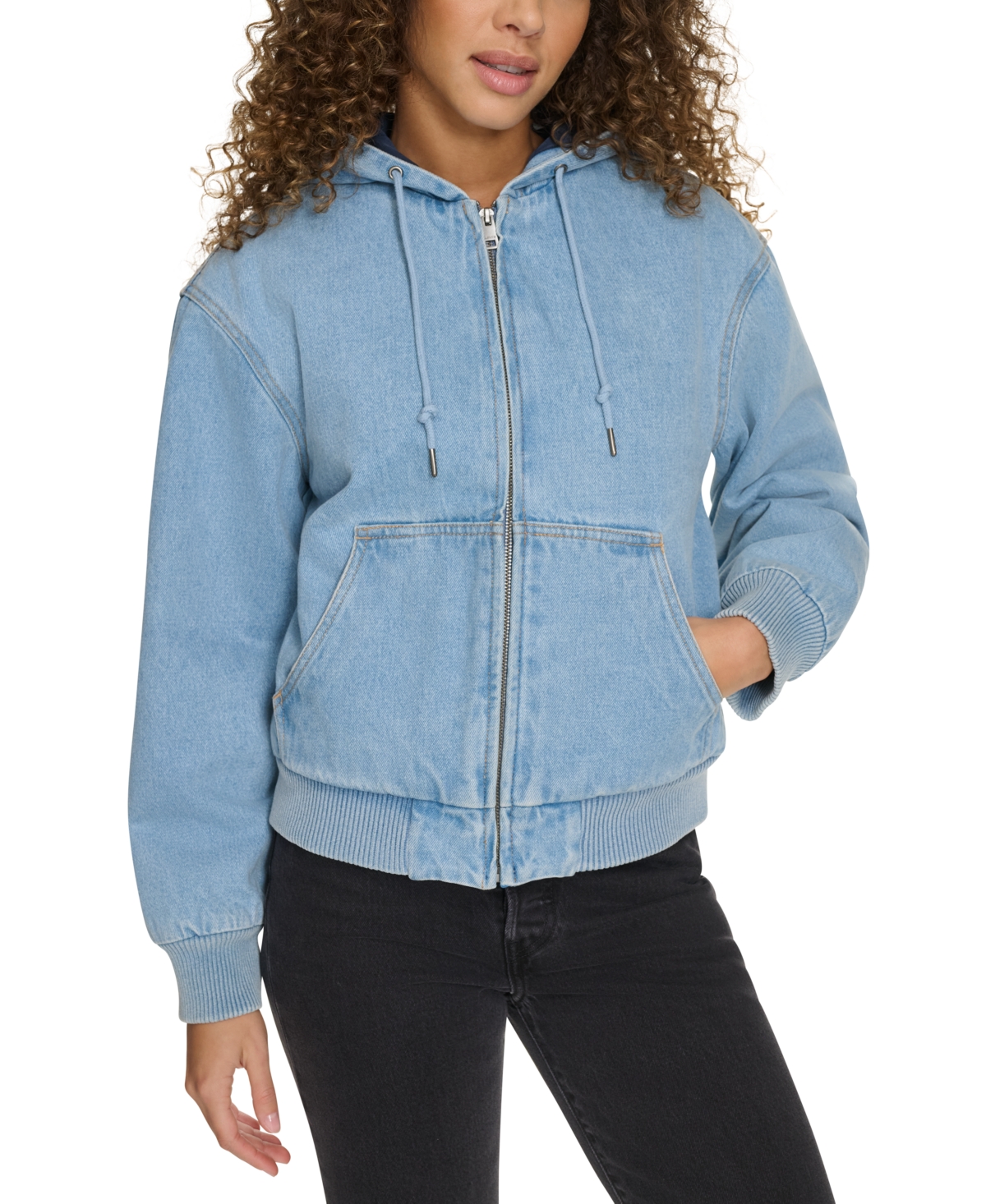 Women's Relaxed Workwear Hooded Bomber Jacket - Purple Dove