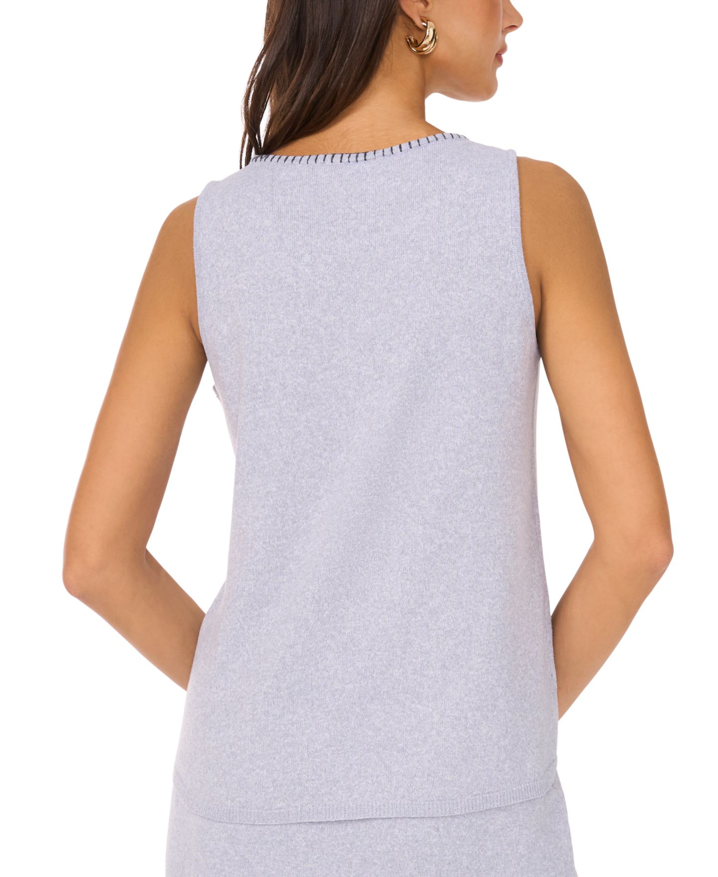 Женский свитер Vince Camuto Whipstitched Sleeveless, цвет: Серый — фото 2
