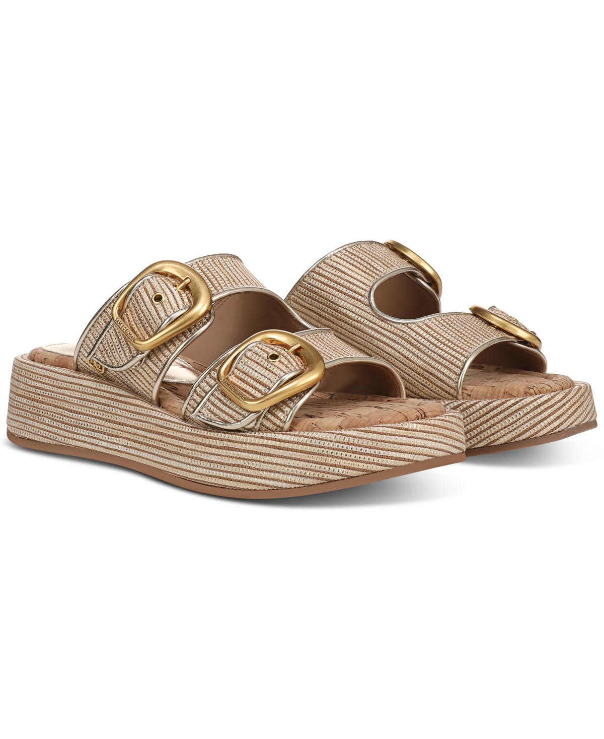 Sam Edelman Nerissa Two-strap Platform Sandal In Sunny Gold Faux Raffia