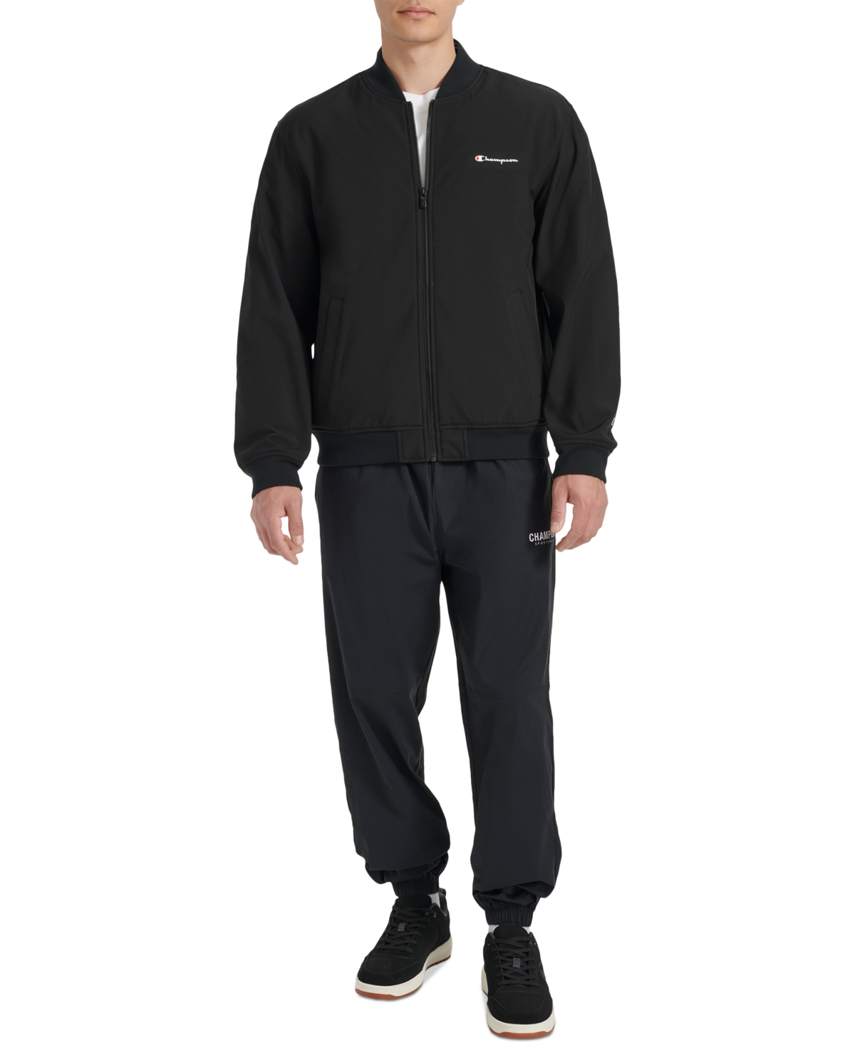Champion Softshell Varsity Bomber Jacket In Black
