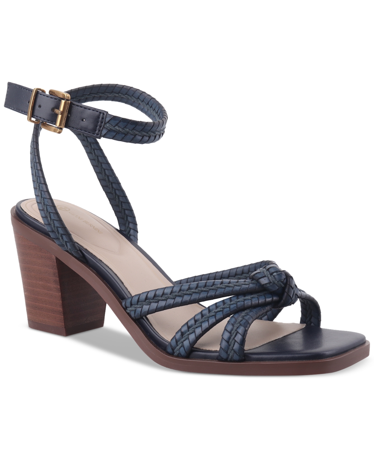 Women's Renaee Block Heel Woven Strappy Dress Sandals, Created for Macy's - Royal Navy