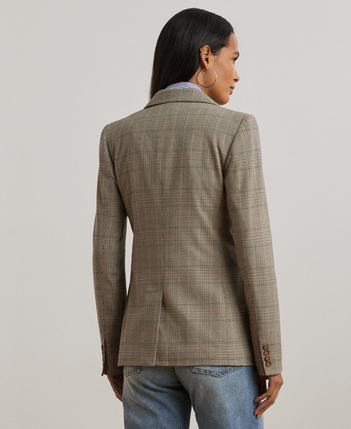 RALPH LAUREN WOMEN'S GLEN PLAID COTTON-BLEND TWILL BLAZER 