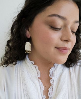 Two Tone Haveli Etched Statement Earrings