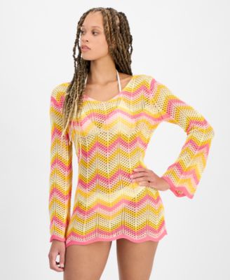 Miken - Juniors' Chevron Dress Swim Cover-Up, Exclusively at Macy's