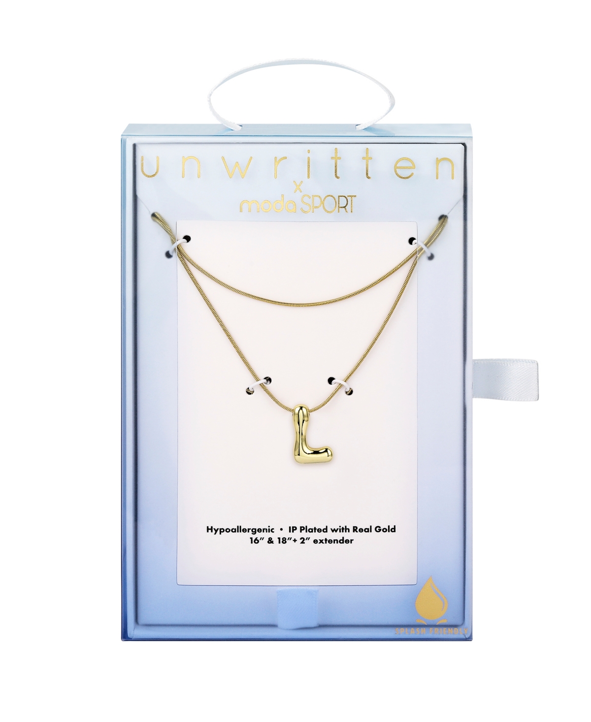 Unwritten X Moda Sport Silver Tone Water Resistant Initial Layered Necklace In Gold L