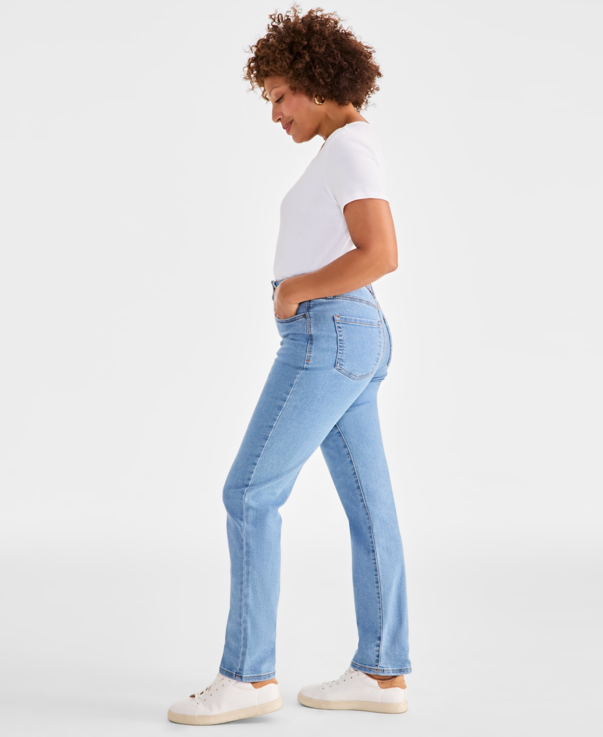 Shop Style & Co Women's High Rise Straight-leg Jeans, Regular, Short And Long Lengths, Created For Macy's In Light Wash