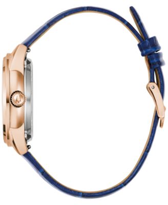 Women's Sutton Automatic Navy Blue Leather Strap Watch 34.5mm