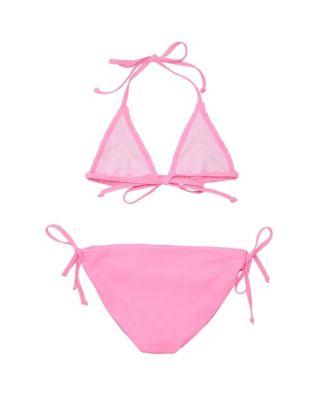 Pink Shirred Triangle Bikini