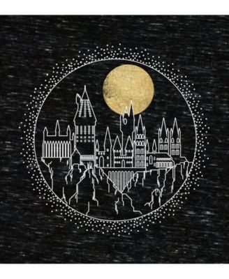 Big & Tall Hogwarts Line Art Moonrise Black T-Shirt-4XL