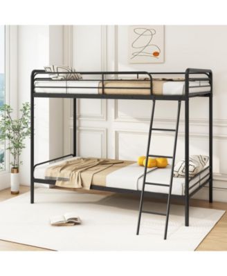 Space-Saving Heavy Duty Metal Bunk Bed with Built-In Ladder
