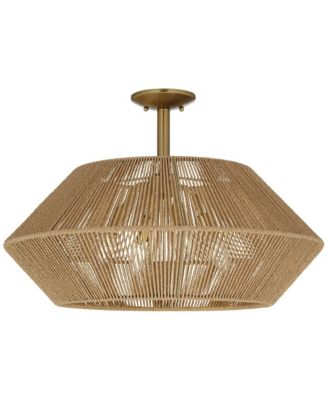 Possini Euro Pedro 24" Wide Brass and Rattan 4-Light Ceiling Light - Possini Euro Design