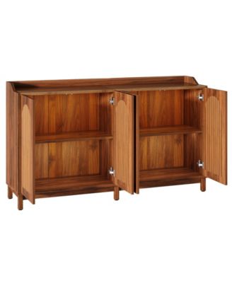 Sideboard Buffet Cabinet, 57" Farmhouse Storage Cabinet with Shutter Doors and Adjustable Shelf, Freestanding Storage Cabinet