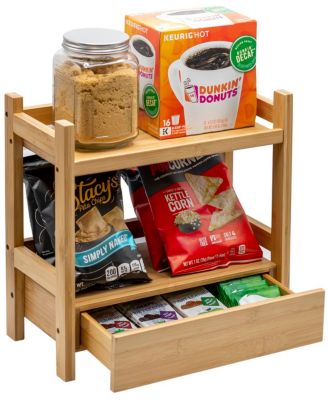 2-Tier Bamboo Kitchen Countertop Organizer - ideal for storage and display, stores your favorite spices, seasonings, and household items