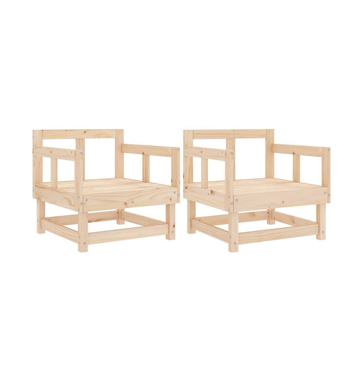 Patio Chairs 2 pcs Solid Wood Pine - Brown
