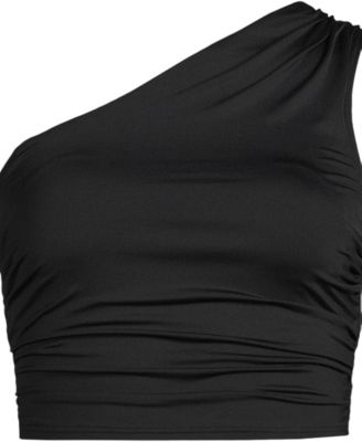 Women's Long Torso Ruched One Shoulder Midkini Top