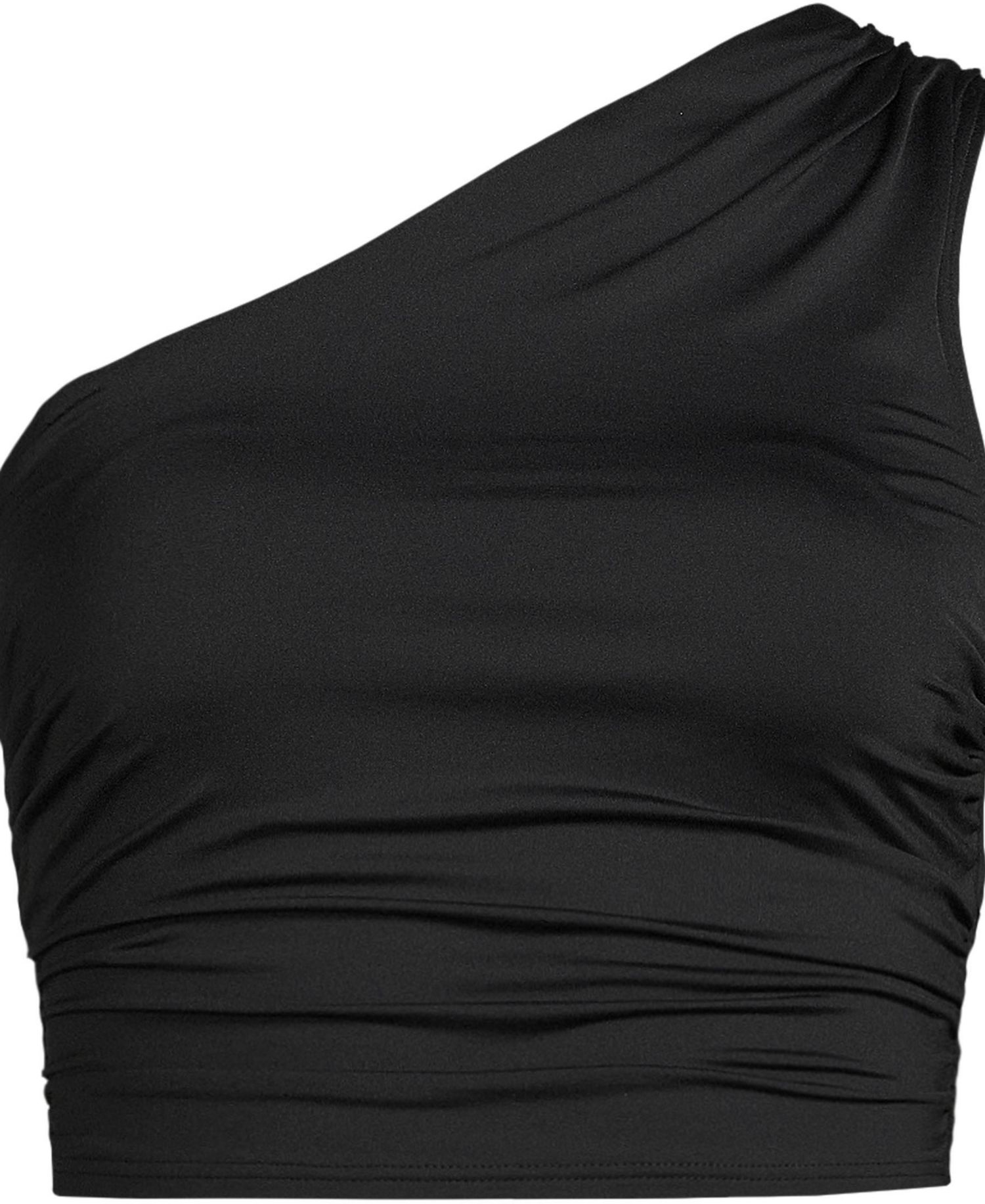 Women's Long Torso Ruched One Shoulder Midkini Top 16.75"