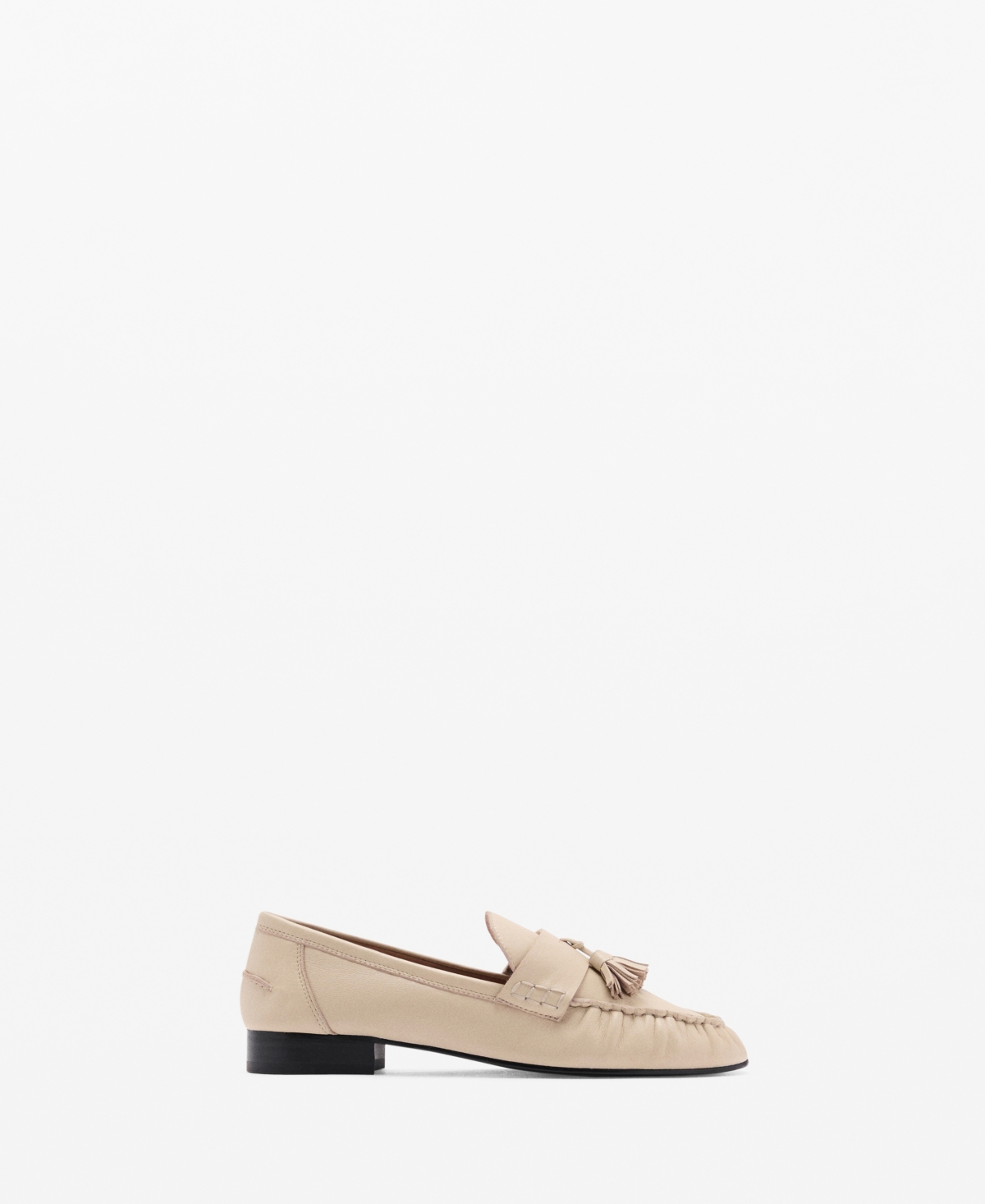 Mango Women's Tassels Detail Leather Moccasins In Beige