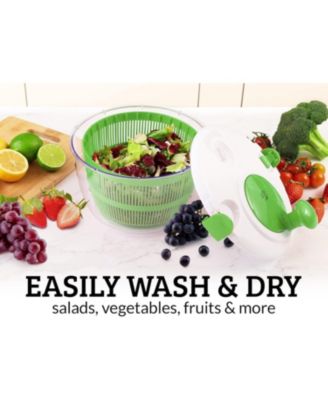 Manual Salad Spinner With Secure Lid Lock & Rotary Handle