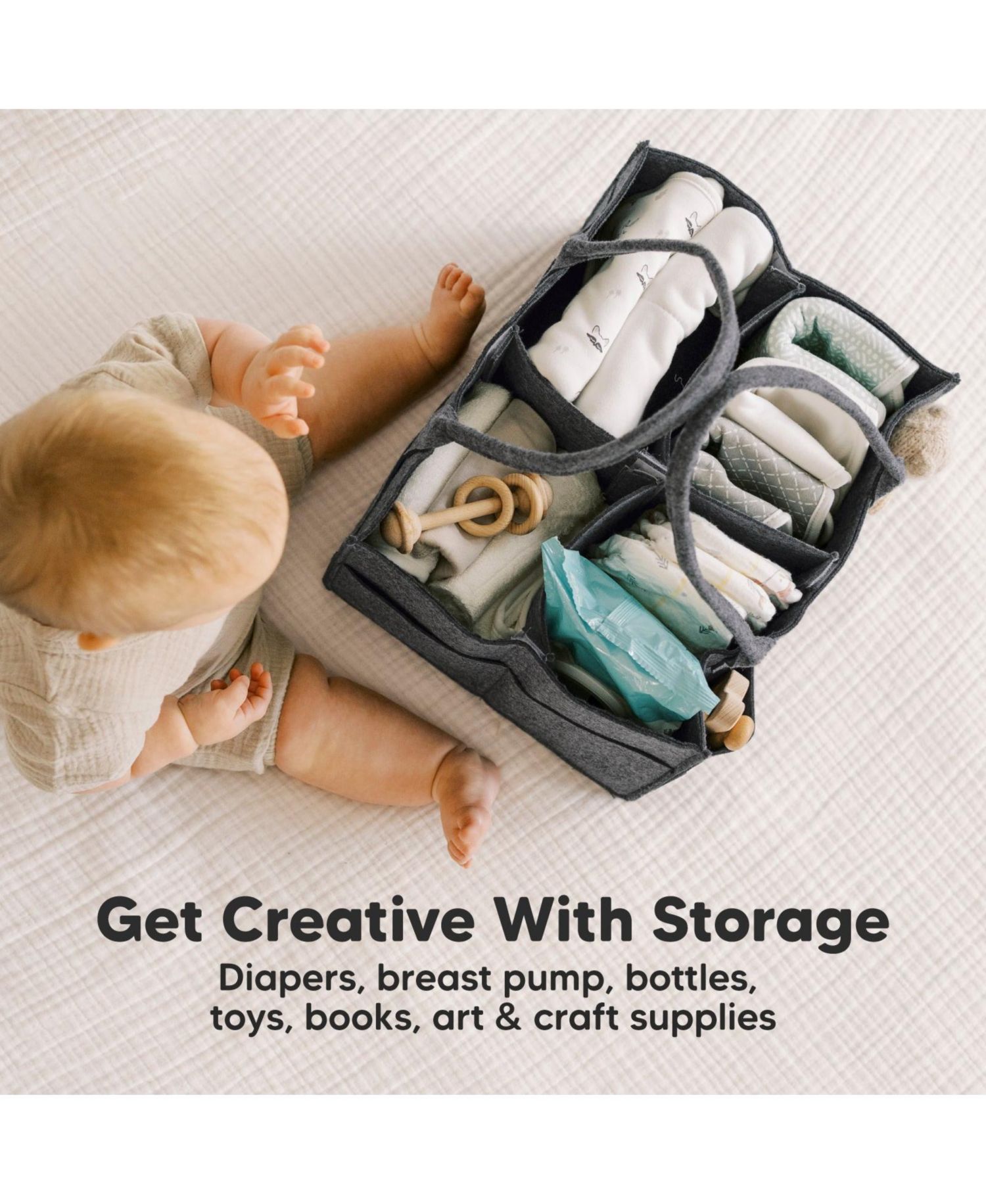 Original Baby Diaper Caddy Organizer, Large Storage Caddy Organizer for Nursery, Changing Table