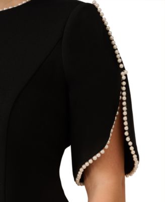 Plus Imitation Pearl-Trim Crepe Sheath Dress