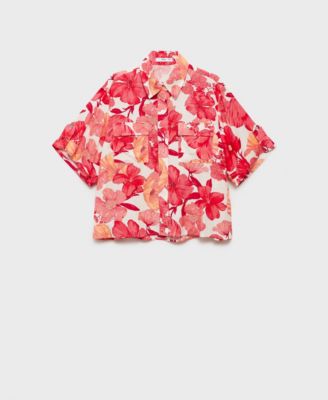 Women's Floral Print Pocket Shirt
