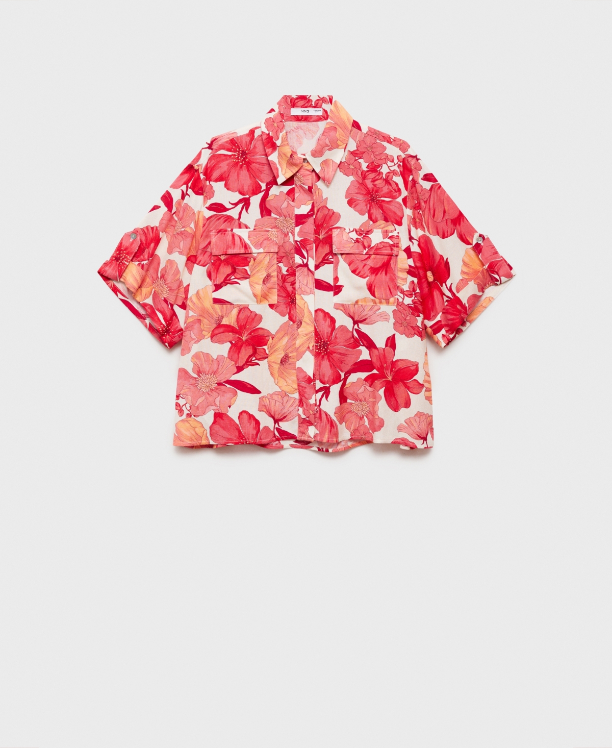 Mango Women's Floral Print Pocket Shirt In Red