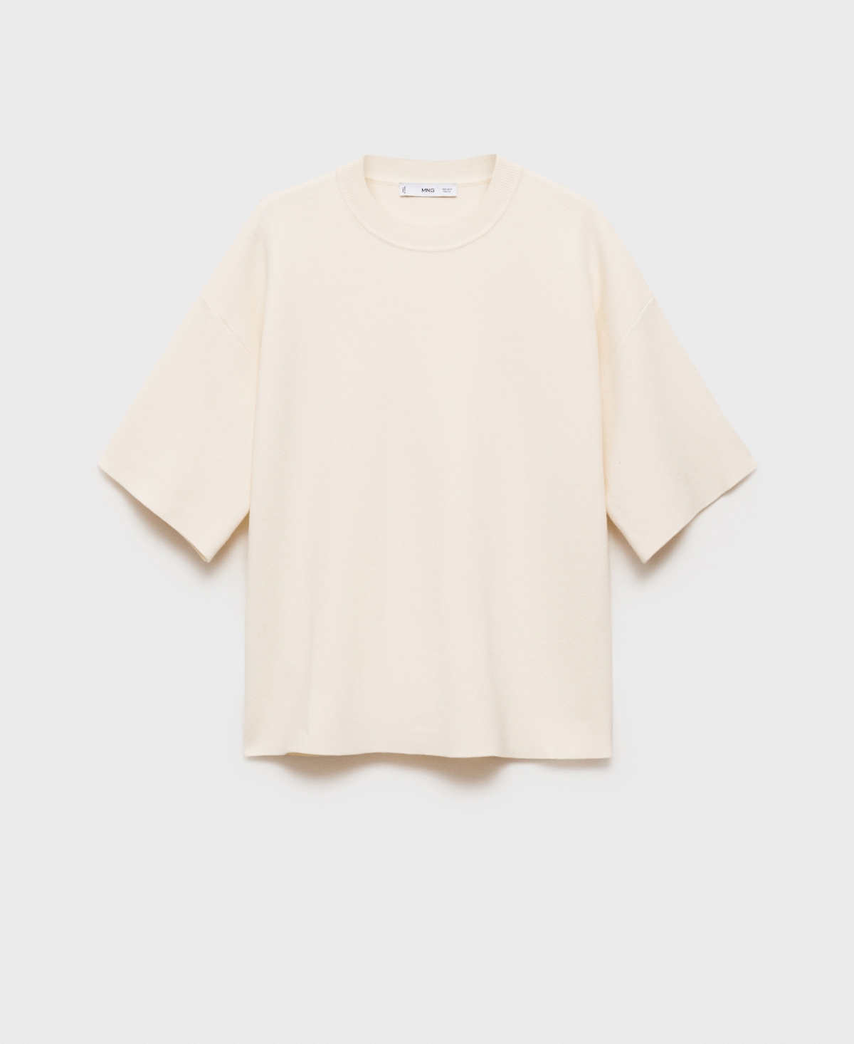 Mango Rama Short Sleeve Crewneck Sweater In White