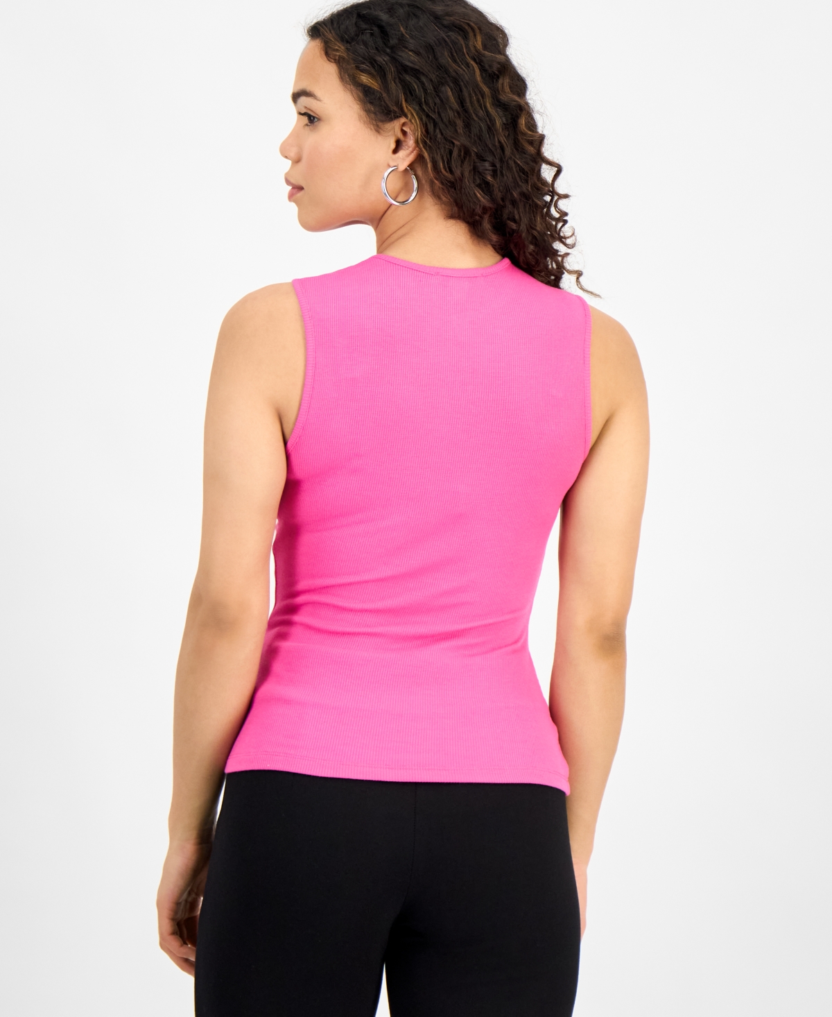 Bar Iii Women's Sleeveless Cutout Ribbed Bodysuit, Exclusively At Macy's In Pinkadelic