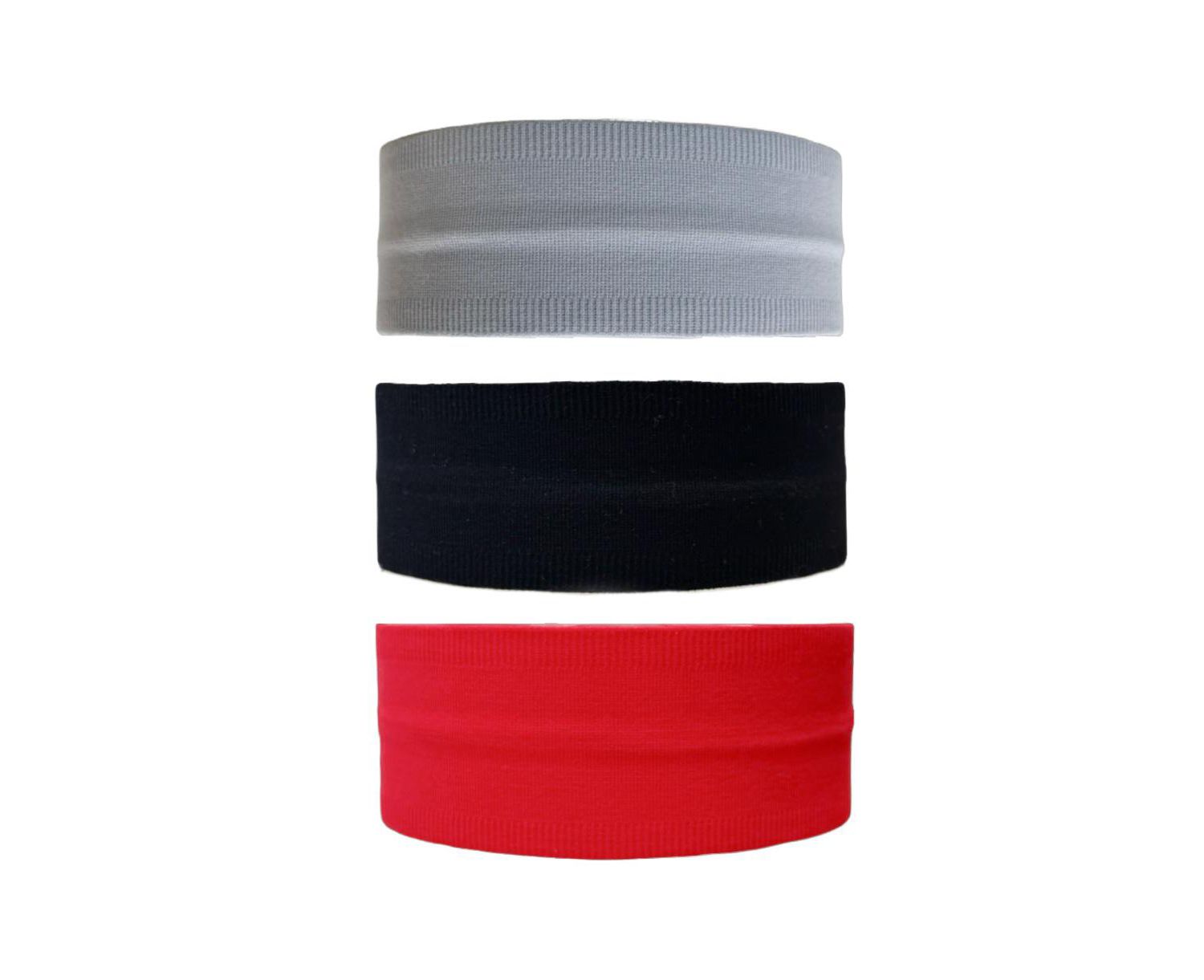 Women's Pack of Wide Training Headbands - Red + Grey + Black