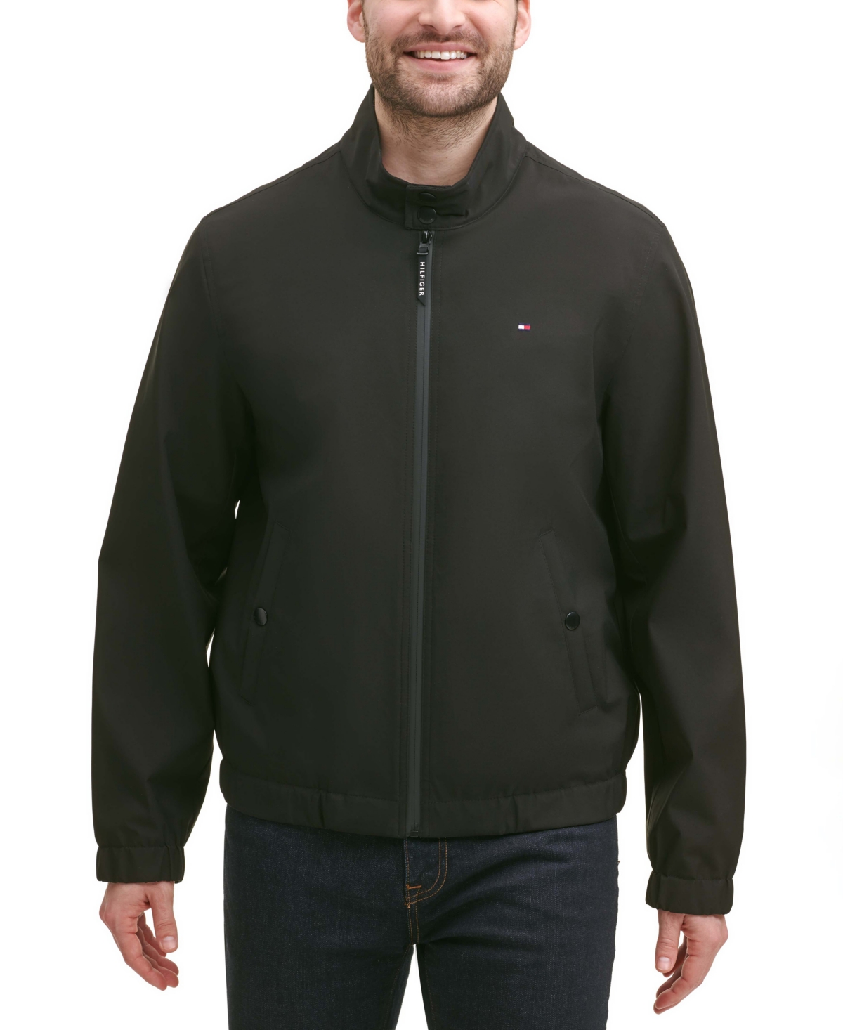 Tommy Hilfiger Men's Stand-collar Jacket In Black
