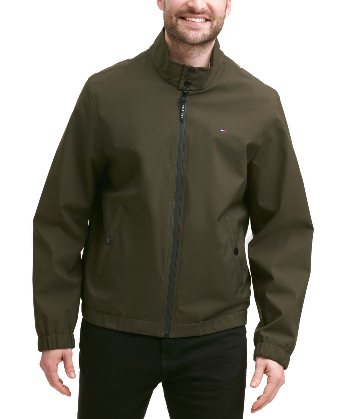 Tommy Hilfiger Men's Stand-collar Jacket In Olive