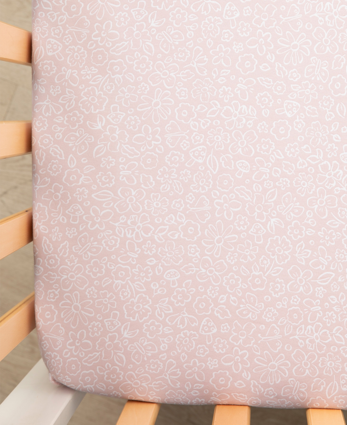 Shop Living Textiles Baby Girls Flower Print Crib Sheet In Pink
