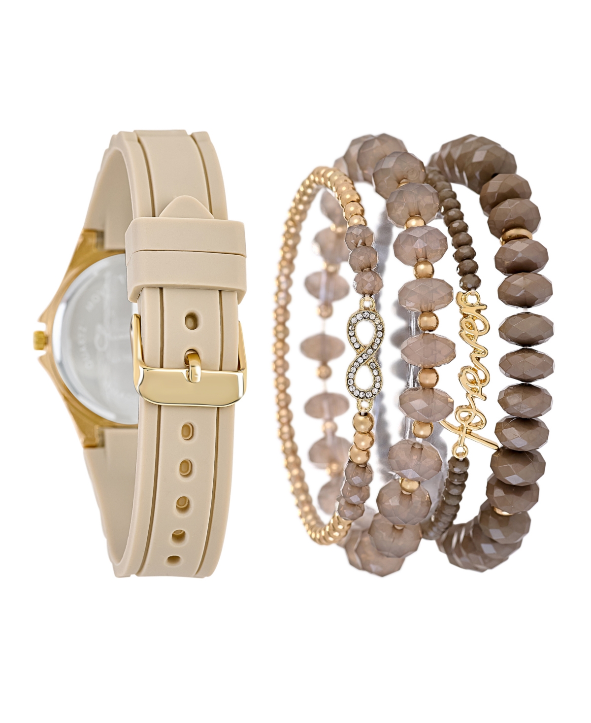 Jessica Carlyle Women's Matte Beige Silicone Strap Analog Watch, 35mm In Matte Beige