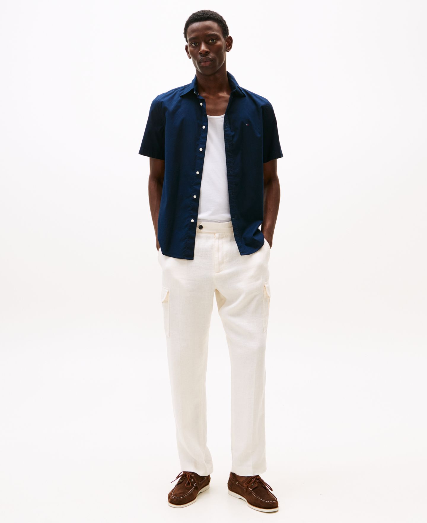 Мужская рубашка Tommy Hilfiger Short Sleeve Flex Poplin Regular Fit, цвет: Пустынный небесно-голубой — фото 4