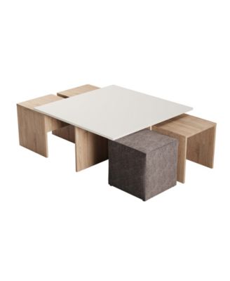 37.4" Haley Modern Nested Coffee Table and Ottoman Set