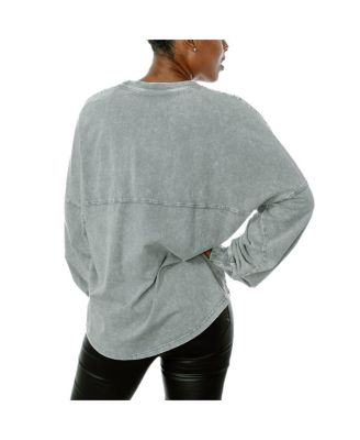 Women's Gray Green Bay Packers Snow Wash Oversized Long Sleeve T-Shirt