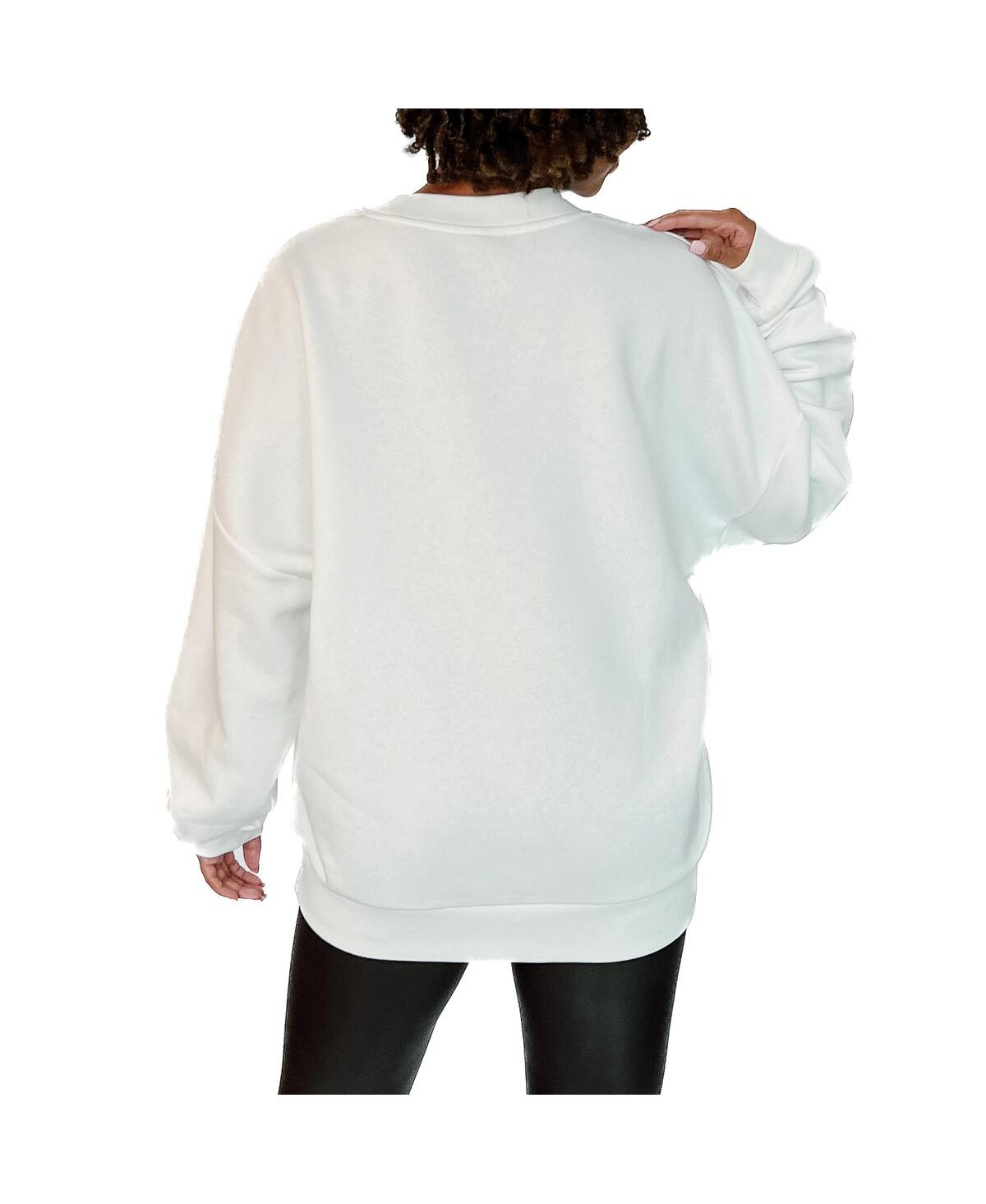 GAMEDAY COUTURE WOMEN'S WHITE PHILADELPHIA EAGLES JUST GO WITH IT OVERSIZED LONG SLEEVE CREWNECK SWEATSHIRT 