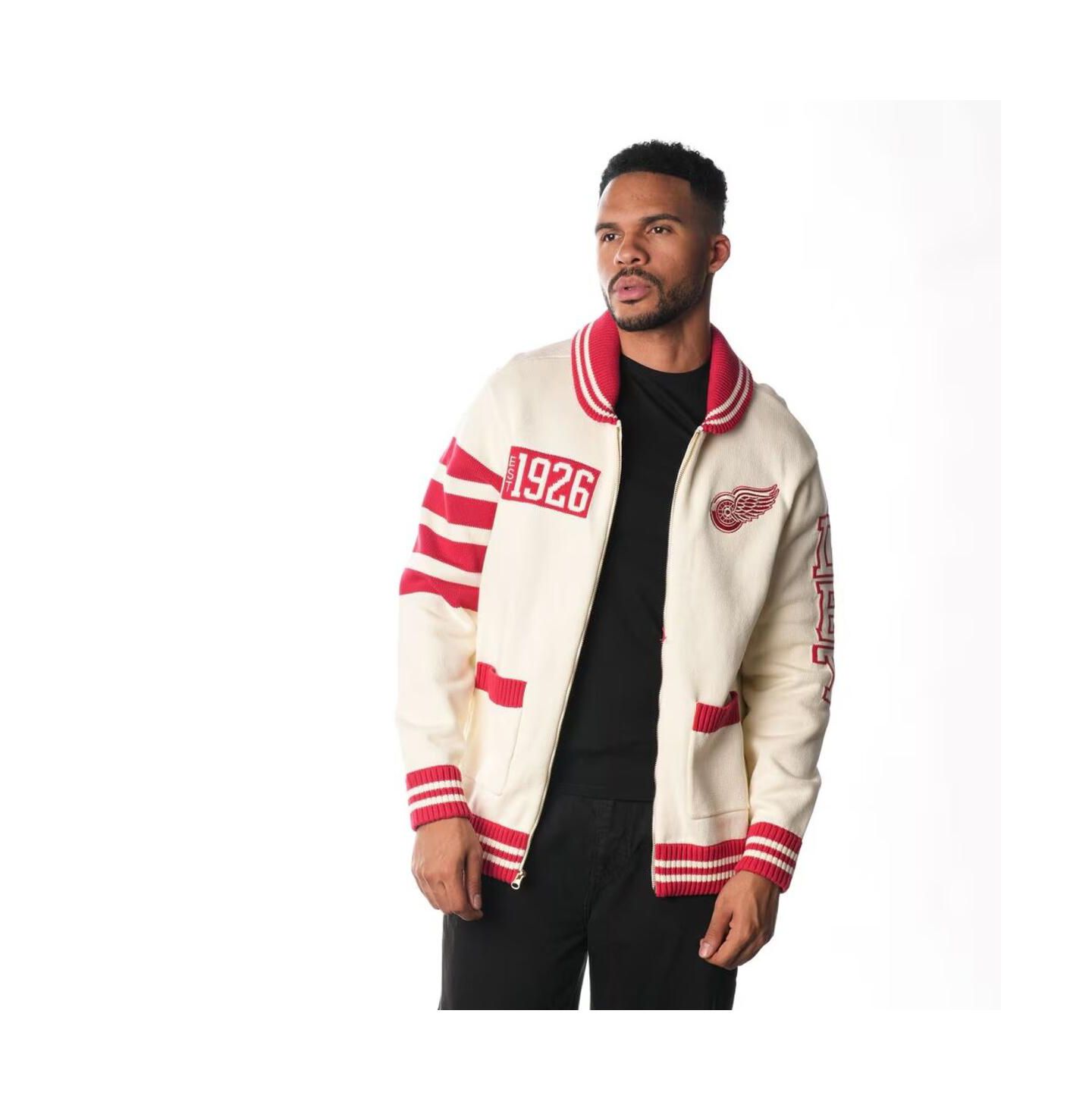 Мужской свитер The Wild Collective and Cream Detroit Red Wings Jacquard Full-Zip — фото 1
