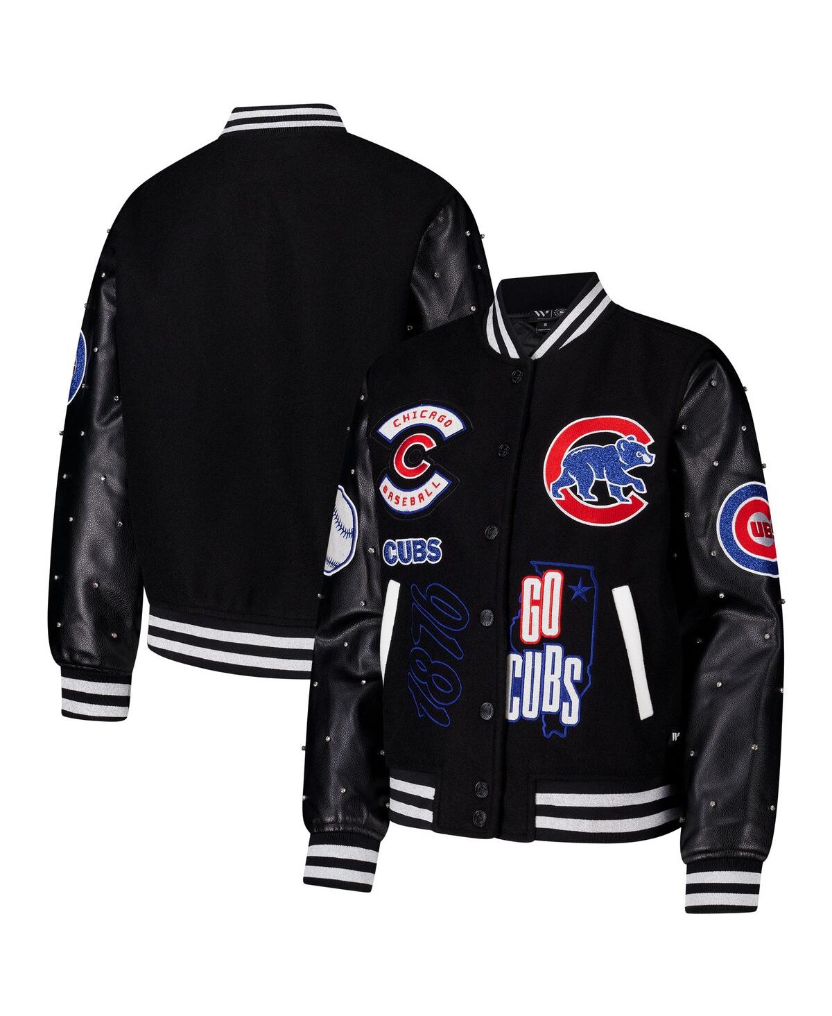 Women's Black Chicago Cubs Full-Snap Varsity Jacket - Black