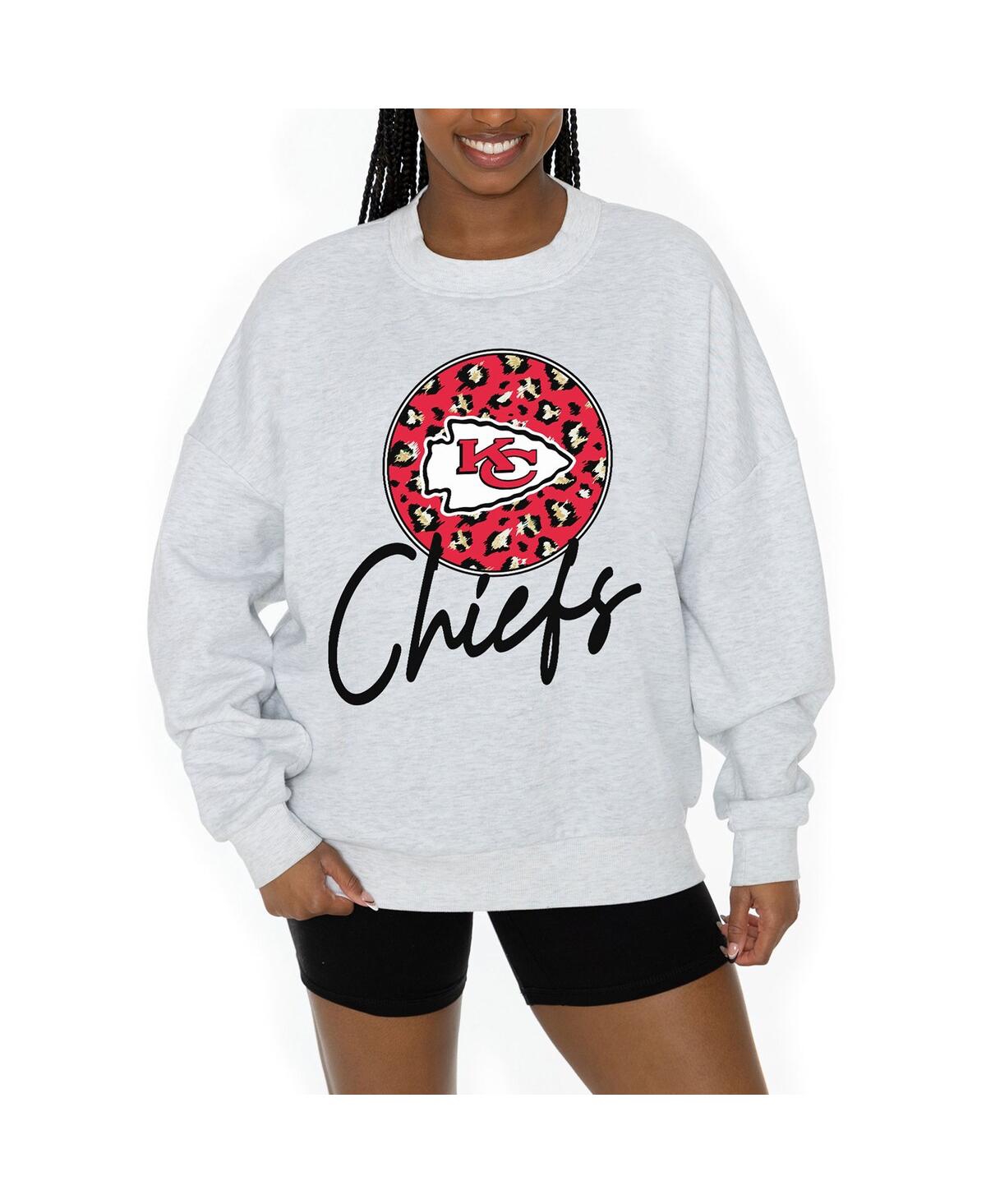 Men's and Women's Ash Kansas City Chiefs Going Wild Premium Fleece Pullover Sweatshirt - Ash