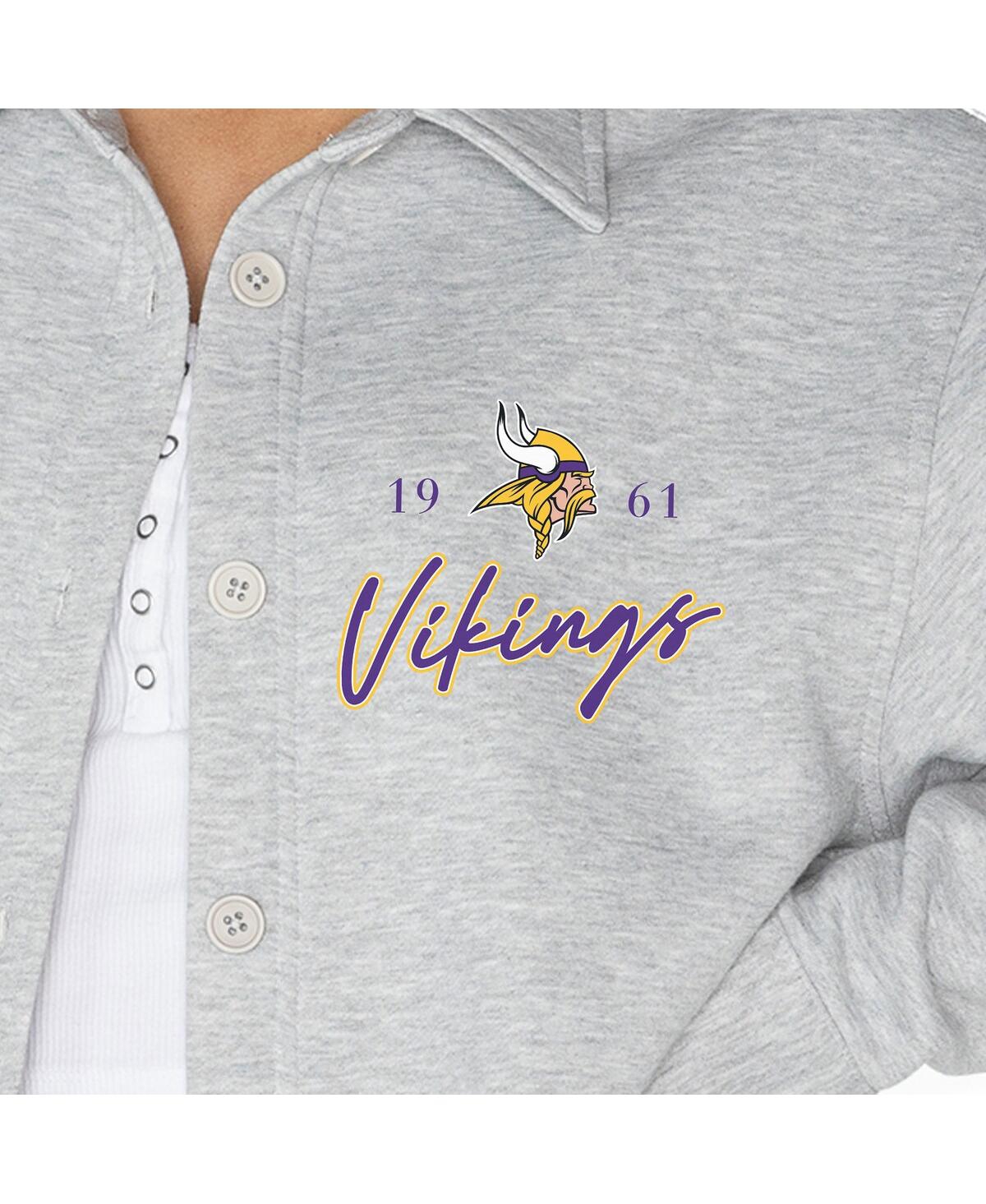 Shop Gameday Couture Women's Ash Minnesota Vikings Full-button Long Sleeve Overshirt