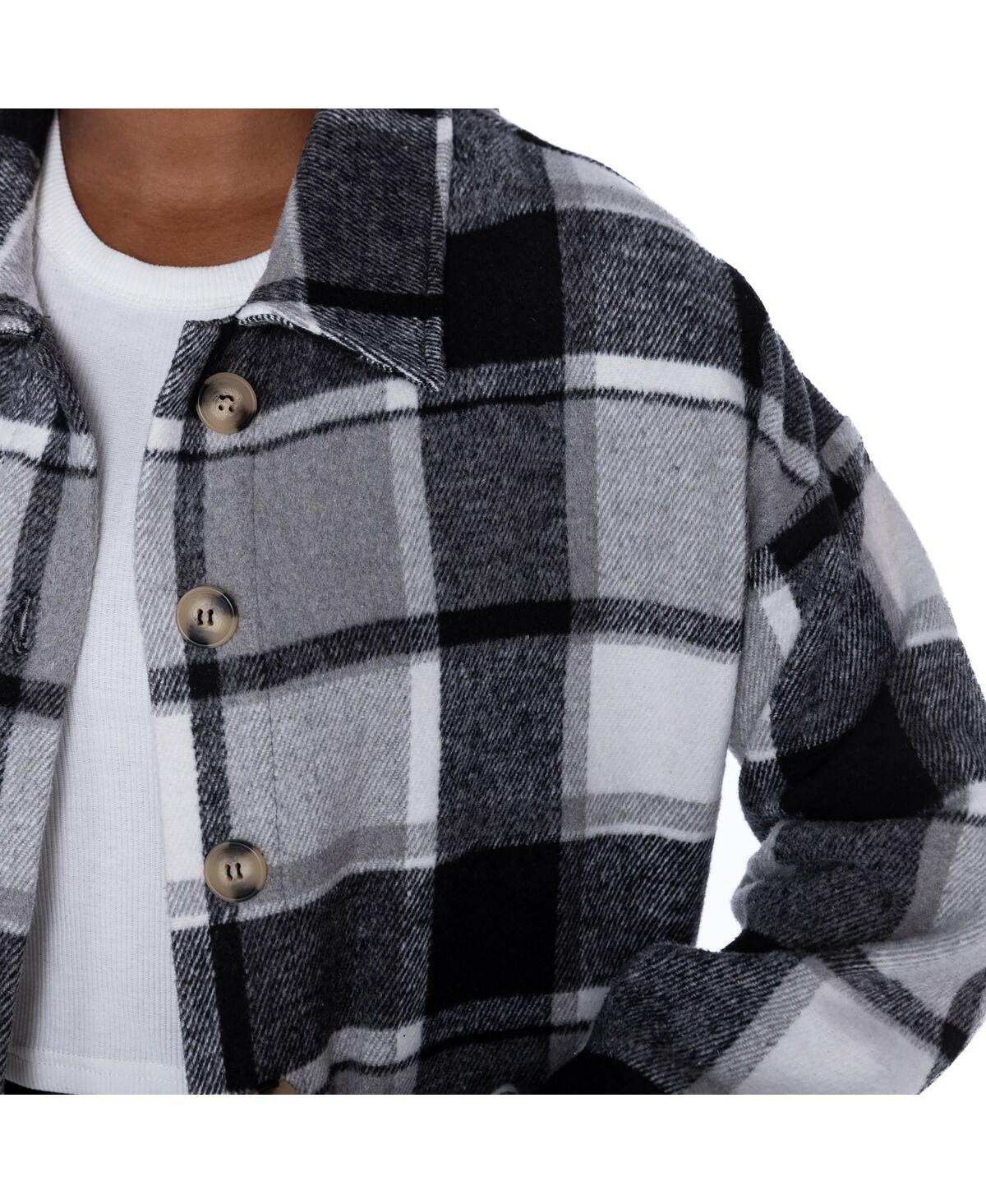 GAMEDAY COUTURE WOMEN'S GRAY LAS VEGAS RAIDERS FIELDSIDE FUN PLAID BUTTON-UP OVERSHIRT 