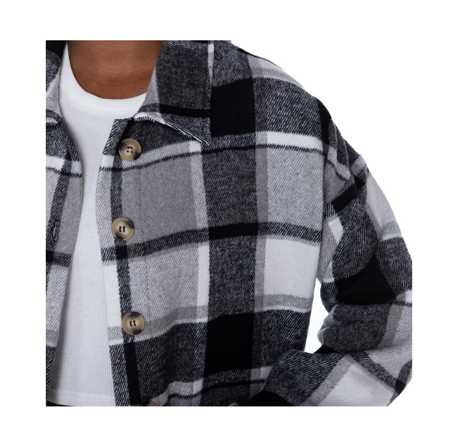 Women's Gray Las Vegas Raiders Fieldside Fun Plaid Button-Up Overshirt