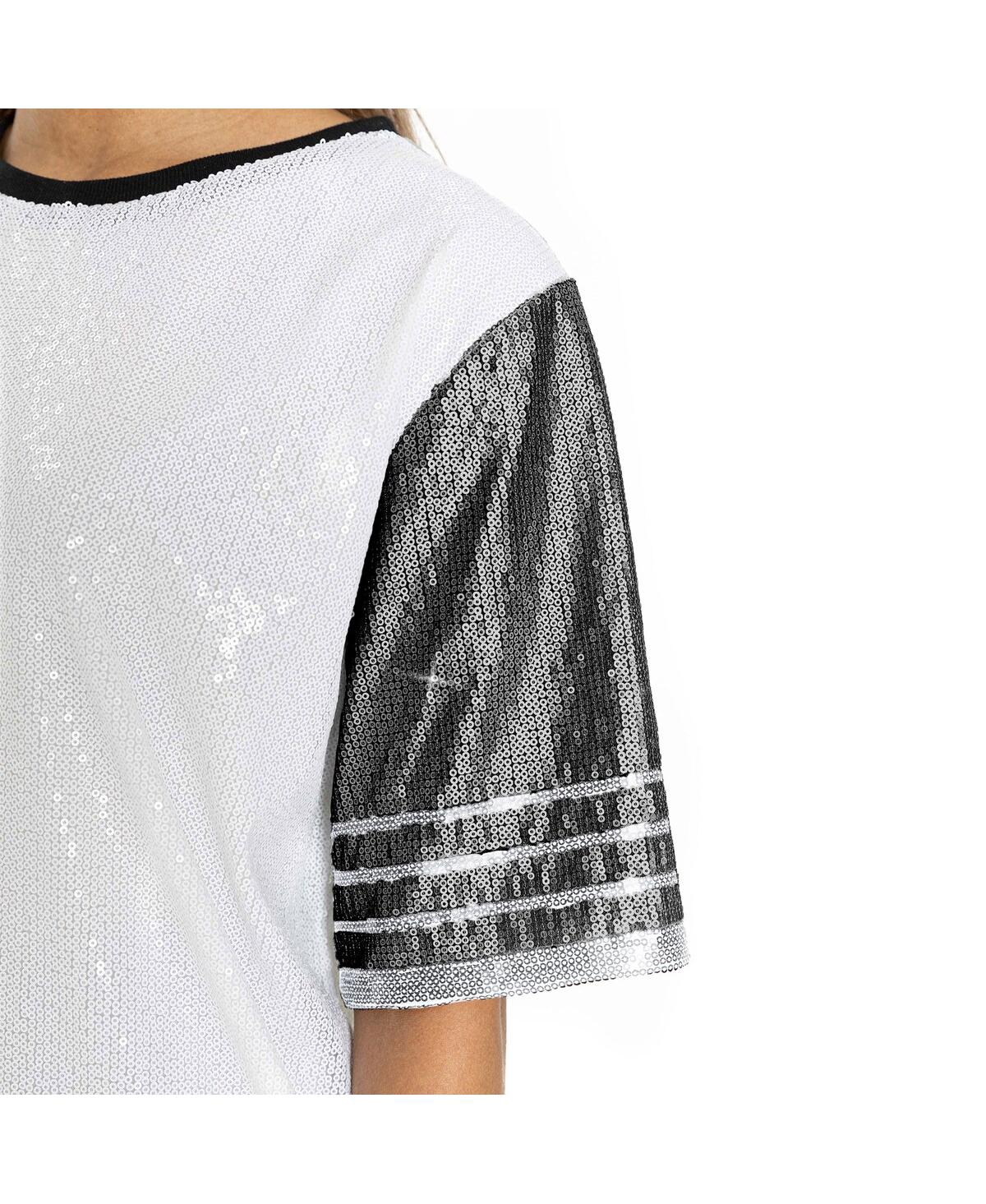 Shop Gameday Couture Women's White/black New Orleans Saints Bling It Full Sequin Jersey Dress In Black,white