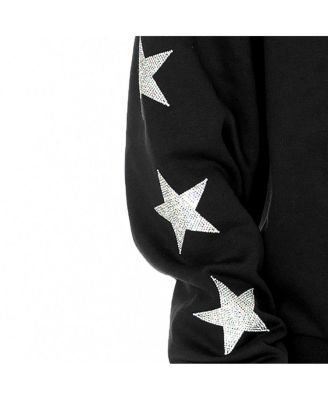 Women's Black Kansas City Chiefs Rhinestone Star Sleeve Settle the Score Tri-Blend Pullover