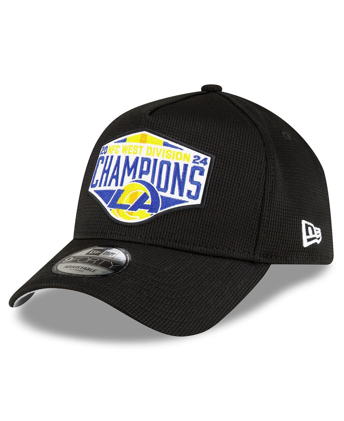New Era Men's Black Los Angeles Rams 2024 Nfc West Division Champions Locker Room 9forty A-frame Adjustable In Black