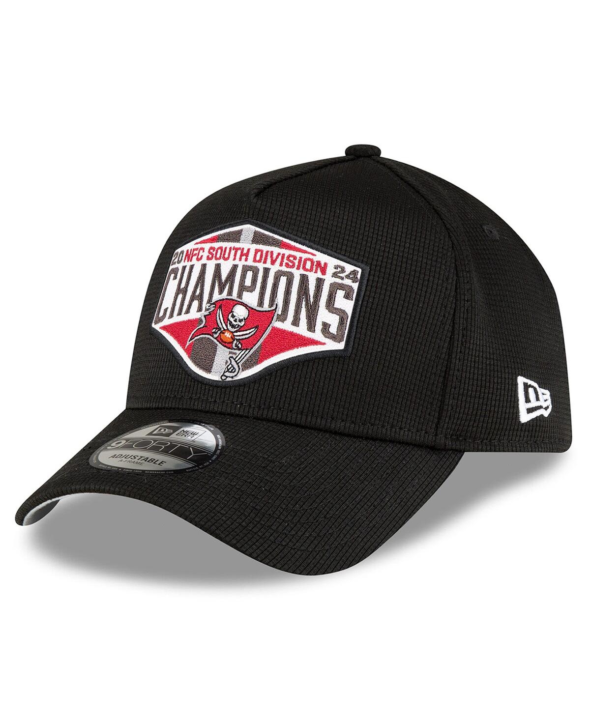 New Era Men's Black Tampa Bay Buccaneers 2024 Nfc South Division Champions Locker Room 9forty A-frame Adjust In Black