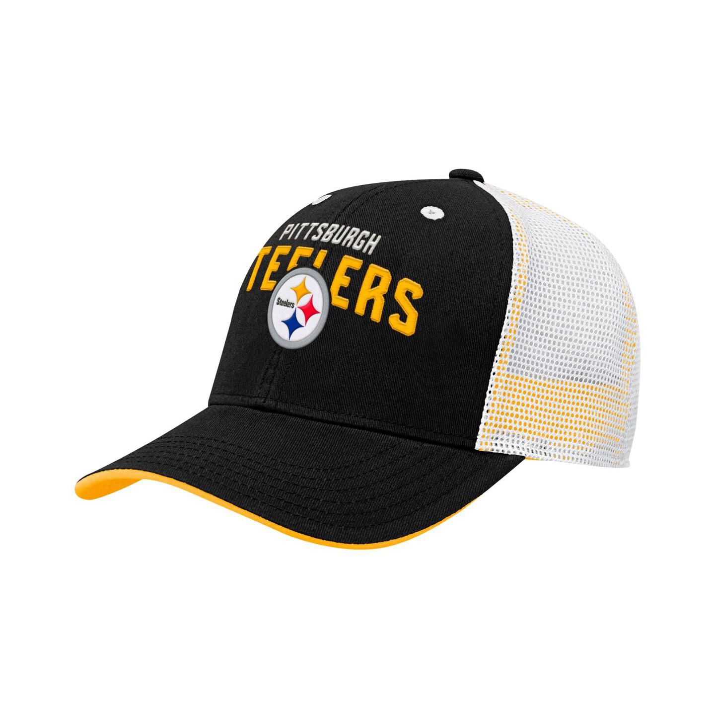 Детская кепка Outerstuff Preschool Black Pittsburgh Steelers Core Lockup Trucker Adjustable hat — фото 1